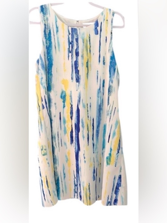 Dkny Dresses & Skirts - DKNY watercolor Chiffon women’s 10 sleeveless white multicolored lined dress